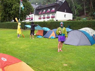 Zeltplatz in Wehlen bei Regen